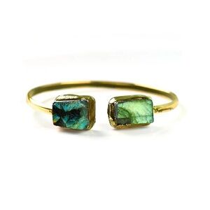 New:: genuine Labradorite Cuff Bracelet with Blue-Green Labradorite Stones